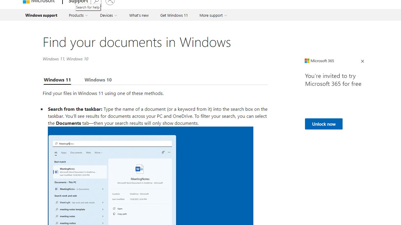 Find your documents in Windows - support.microsoft.com