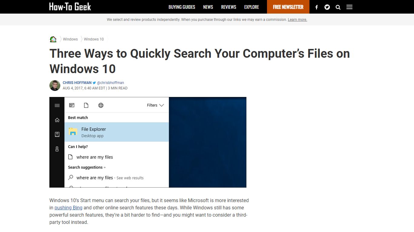 Three Ways to Quickly Search Your Computer’s Files on Windows 10